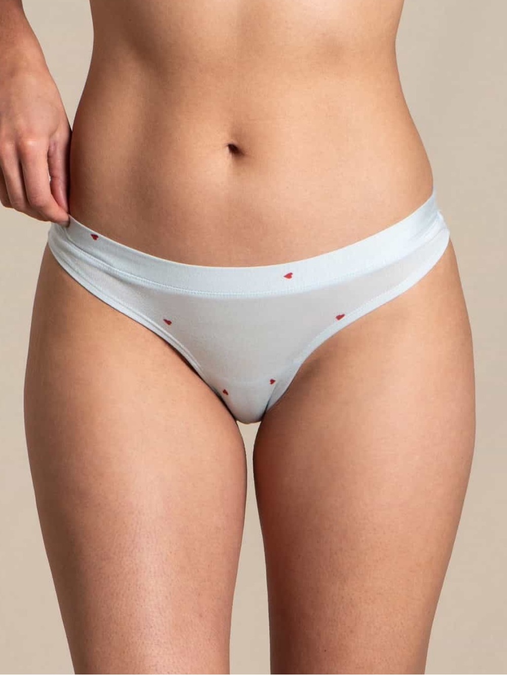 Toad&Co Light Blue Bikini Panty with Small Red Hearts - Medium